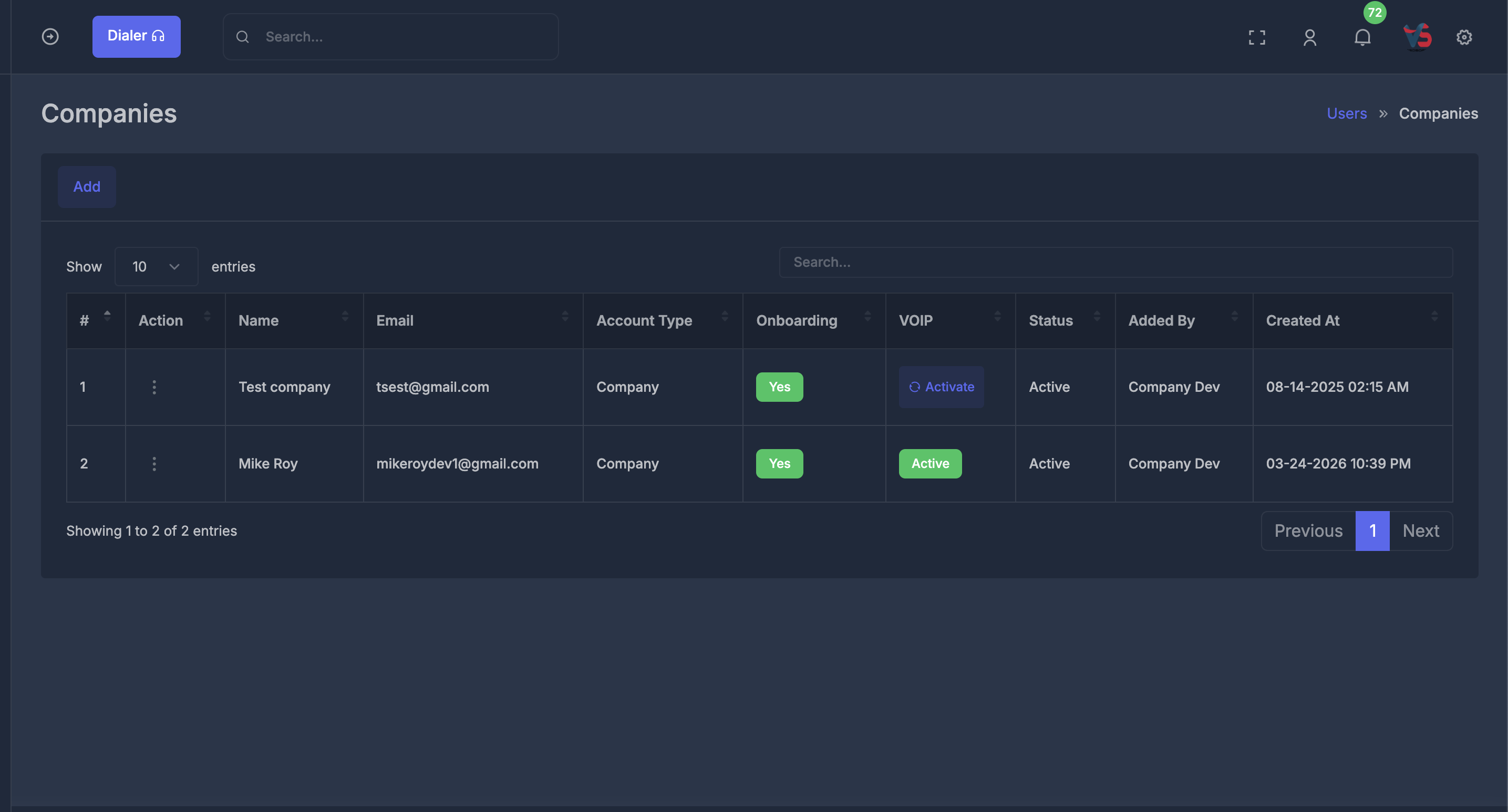 Company Listing Dashboard