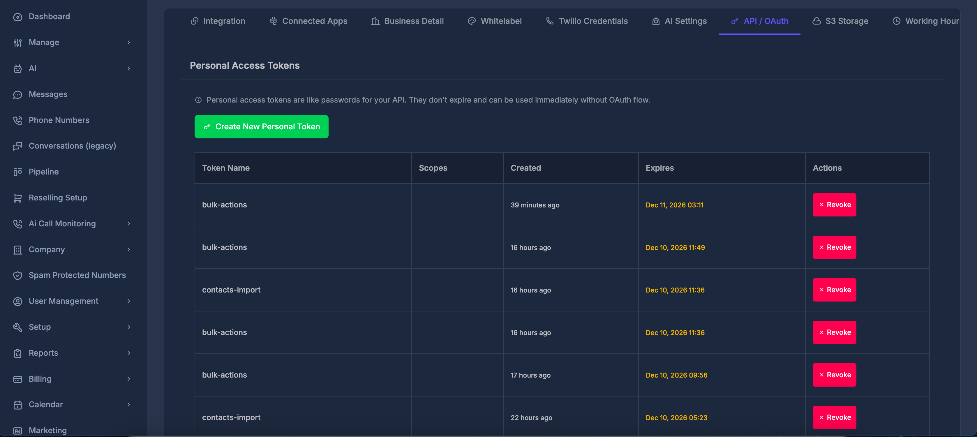 Overview of API OAuth settings